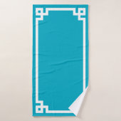 Bordure de clé grecque Azure et White (Serviette de bain)