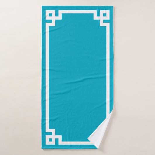 Bordure de clé grecque Azure et White (Serviette de bain)
