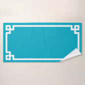 Bordure de clé grecque Azure et White (Serviette de bain)