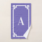 Bordure de clé grecque blanche et myosotis avec mo (Serviette à main)