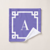 Bordure de clé grecque blanche et myosotis avec mo (Gant de toilette)