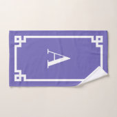 Bordure de clé grecque blanche et myosotis avec mo (Serviette à main)