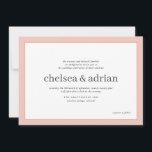 Bordure de corail souple Faire-part de mariage sim<br><div class="desc">Faites une déclaration d'élégance sobre avec ce design simple, basé sur du texte, avec une bordure subtile de tons coralliens doux et gras sur du blanc neutre. Utilisez l'option de personnalisation pour changer toutes les couleurs pour s'adapter à votre thème mariage, vous pouvez même ajouter une image de fond de...</div>