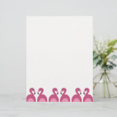 Bordure de Flamants roses roses - Papier en-tête (Debout devant)
