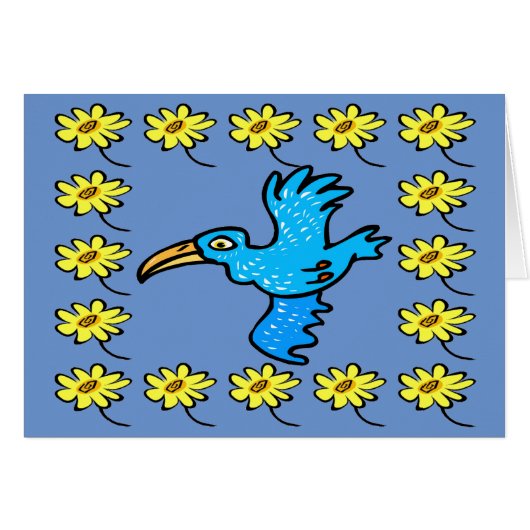 Bordure de fleurs d'oiseau bleu, ajouter du texte, (Devant horizontal)