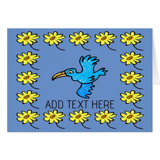 Bordure de fleurs d'oiseau bleu, ajouter du texte, (Devant horizontal)