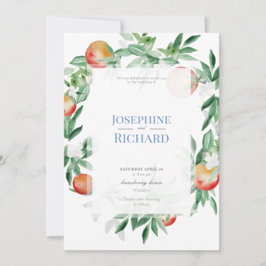 Bordure de fruits d'été, faire-part de mariage (Devant)