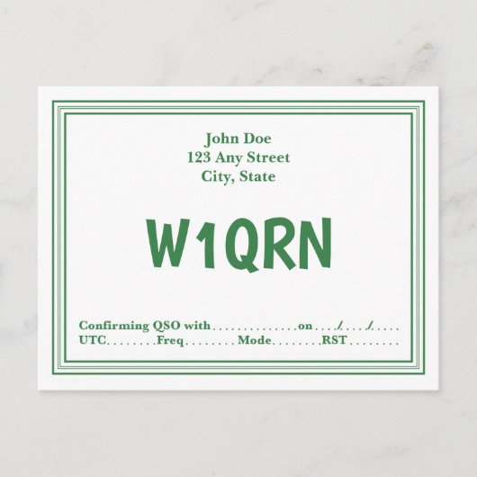 Bordure de la ligne verte rétro de la carte QSL (Devant)