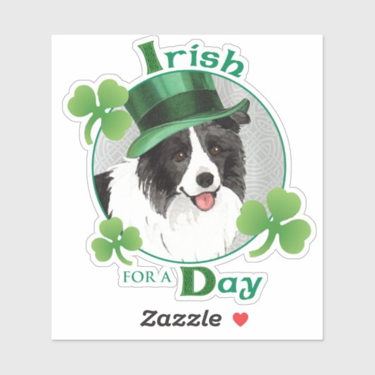 Bordure de la Saint Patrick Collie Vinyl Sticker (Feuille)