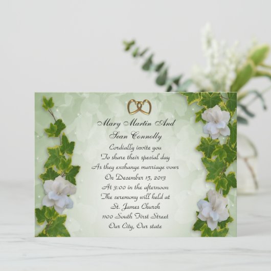 Bordure de lierre faire-part de mariage avec garde (Debout devant)