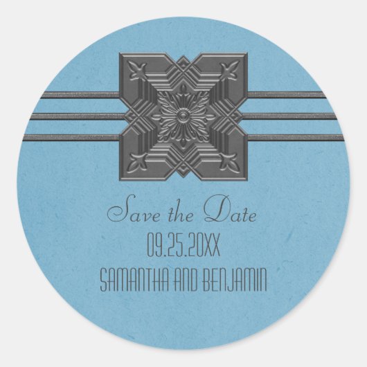 Bordure de Médaillon Bleu Enregistrer les Stickers (Devant)