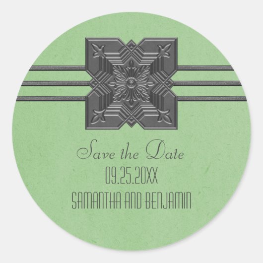 Bordure de médaillon vert Enregistrer les stickers (Devant)