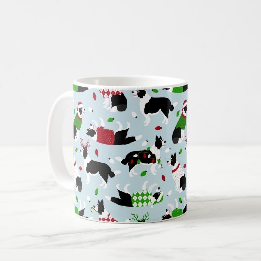 Bordure de Noël Collie Café Mug (Devant gauche)