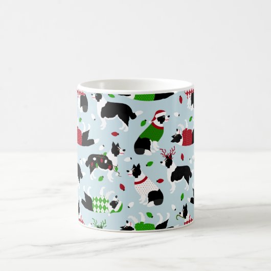 Bordure de Noël Collie Café Mug (Centre)