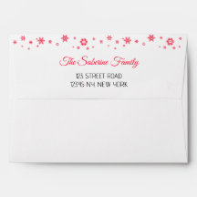 Bordure de Noël rouge Flocons de neige & Ornements