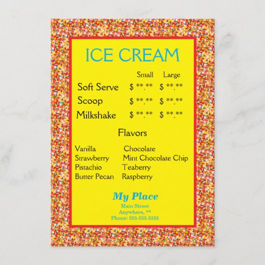 Bordure de paillettes de menu de glace (Devant)