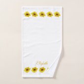 Bordure de tournesol blanc avec nom (Serviette à main)
