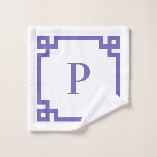 Bordure décorative grecque en myosotis monogramme (Gant de toilette)