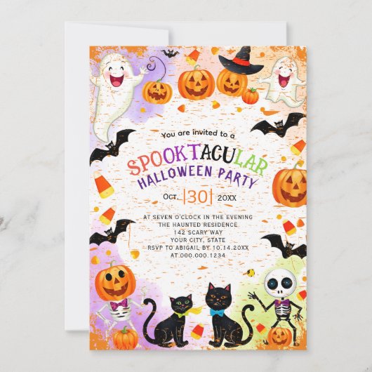 Bordure des éléments Halloween invitation de la fê (Devant)