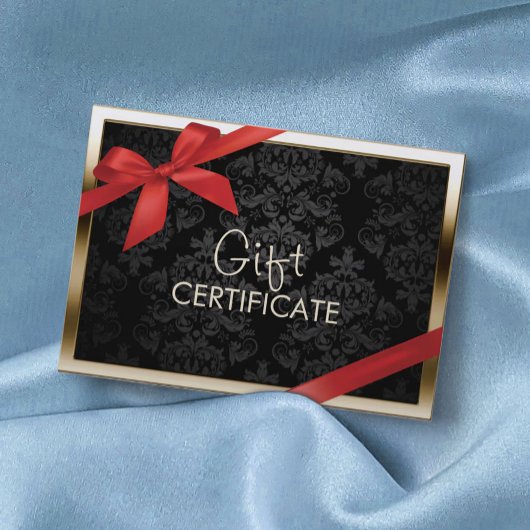 Bordure d'or moderne Certificat cadeau Damas noir