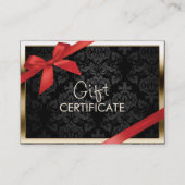 Bordure d'or moderne Certificat cadeau Damas noir (Devant)