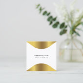 Bordure d'or moderne sur Carte de visite blanc (Debout devant)