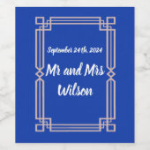 Bordure d'or Rose moderne sur la Marine Étiquettes (Étiquettes simples)