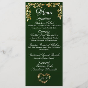 Bordure d'or sur le menu Mariage Emerald