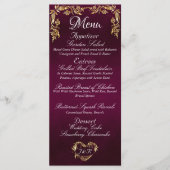 Bordure d'or sur le menu Mariage Plum (Devant)