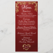 Bordure d'or sur le menu Mariage rouge Ruby (Devant)