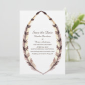 Bordure en plumes Enregistrer la date Invitation (Debout devant)