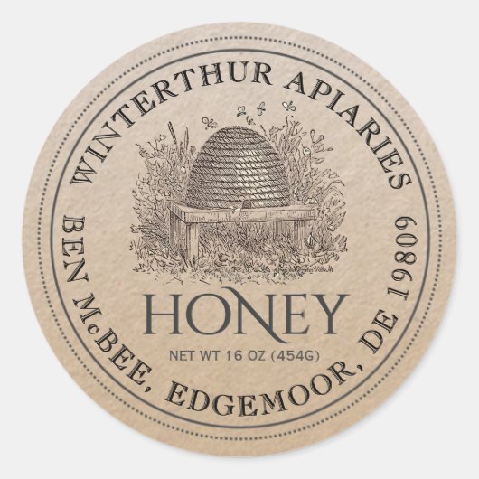 Bordure en pointillé du Étiquette Kraft Honey Jar  (Devant)