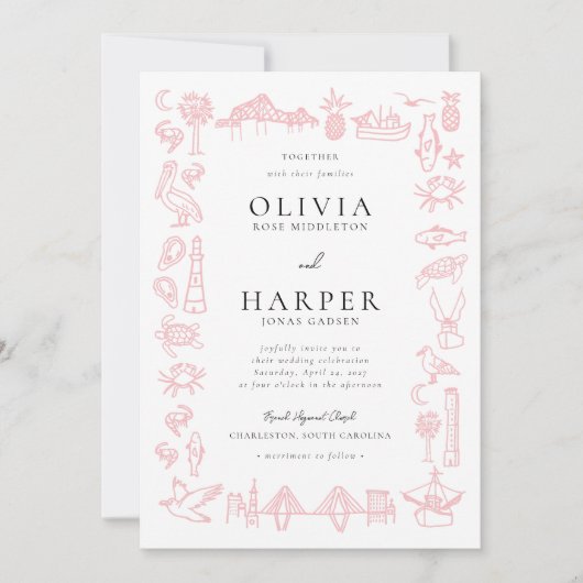 Bordure en toile de Charleston en Faire-part de ma (Devant)