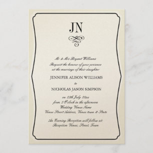 Bordure et défilement noirs Faire-part de mariage