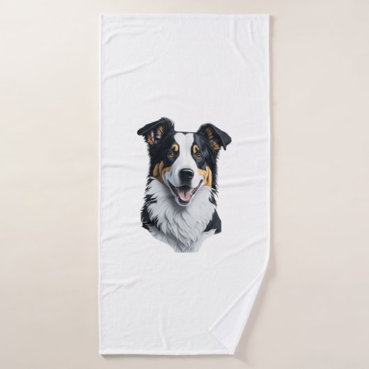 Bordure face Collie (Serviette de bain)