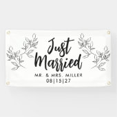 Bordure feuille juste marié bannière voiture (Horizontal)