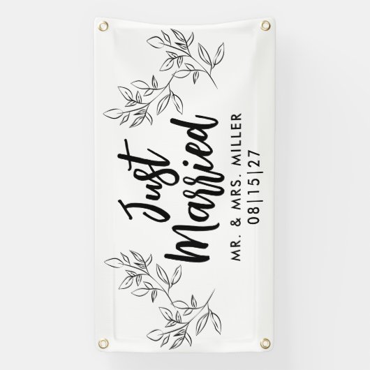 Bordure feuille juste marié bannière voiture (Verticale)