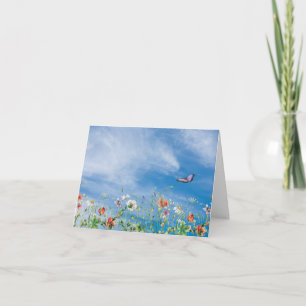 Bordure fleur sauvage et papillon
