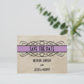 Bordure fleurie violet Enregistrer la date Carte p (Debout devant)