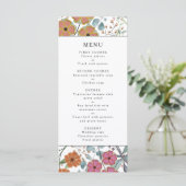 Bordure florale de fleurs sauvages menu Mariage (Debout devant)