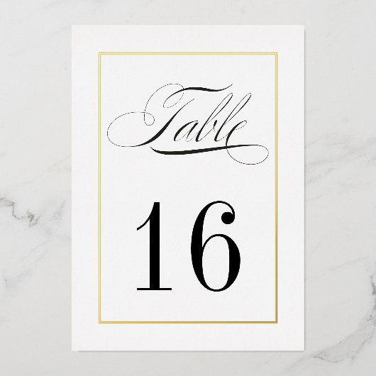 Bordure Gold Foil Numéro de table Mariage traditio (Recto)