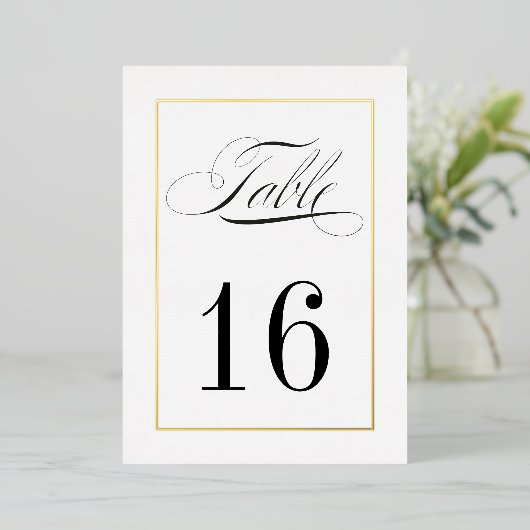 Bordure Gold Foil Numéro de table Mariage traditio (Debout devant)
