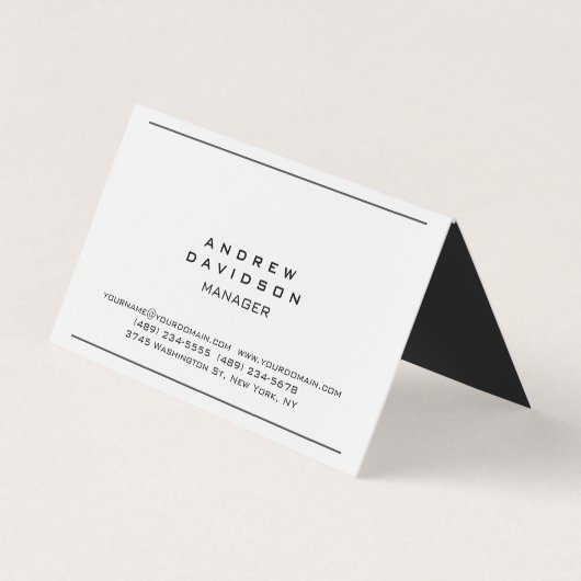 Bordure gris blanc Trendy Plain Chic Carte de visi (Devant)