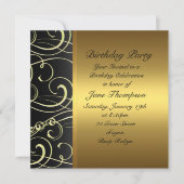 Bordure latérale Gold/Black Swirl Invitation d'ann (Devant)