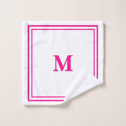 Bordure minimale épaisse rose chaud Preppy (Gant de toilette)