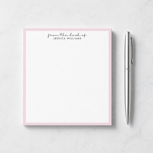 bordure moderne et rose du bureau du bloc-notes