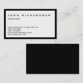 Bordure noire Carte de visite professionnel blanc (Devant / Derrière)