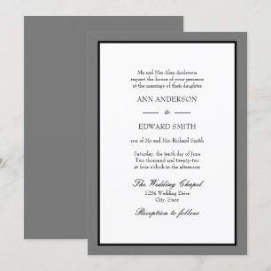 Bordure noire gris - Faire-part de mariage de mari