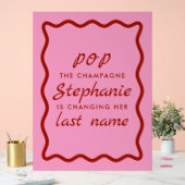 Bordure ondulée rose et rouge Pop le Champagne (Mariage)