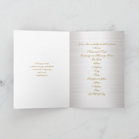 Bordure or élégante faire-part de mariage (Intérieur)